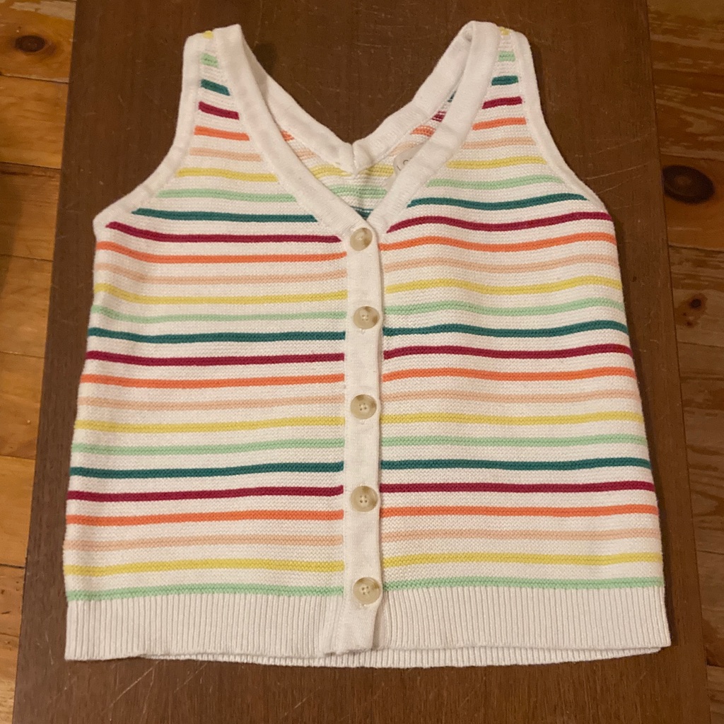Loft Multicolor Striped Button Down Knitted Sleeveless Top